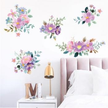 Adesivo murale fiori PVC rimovibile colore vivace