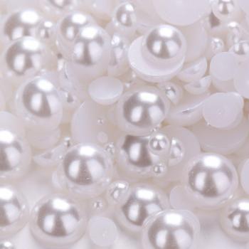 3000pcs Mixed Size Flatback AB Color Resin Half Round Pearls for Nail Art Decoration