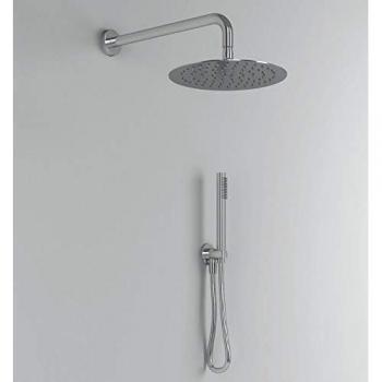 Kit doccia tondo 2 con soffione e braccio per presa acqua