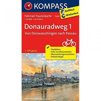 Donauradweg 1, Von Donaueschingen nach Passau 1 : 50 000: Fahrrad-Tourenkarte. GPS-genau