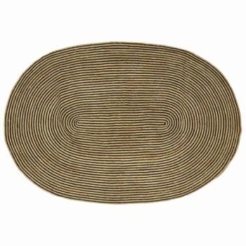 152 x 245 cm Jute Rug, Natural with Black Accents