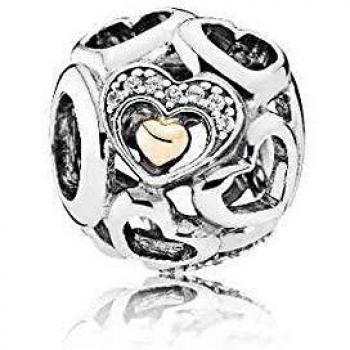 Charm de plata y oro PANDORA 792108CZ