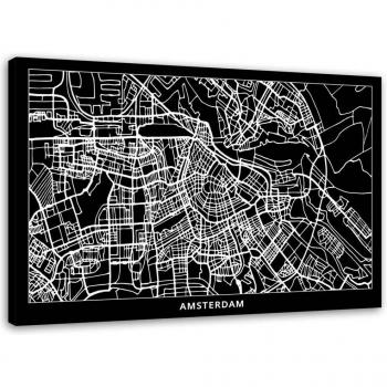 Arte tessile Mappa urbana di Amsterdam 60x40 cm Nero / Bianco