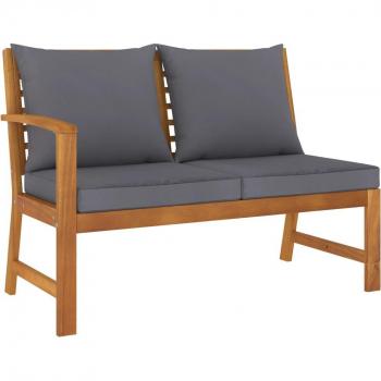 Banc de Jardin Élégance 114,5 cm en Acacia avec Coussin Gris Foncé