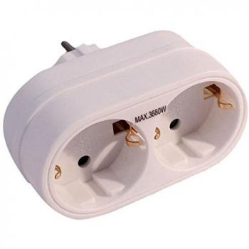 Adaptador Schuko Doble 16A Blanco
