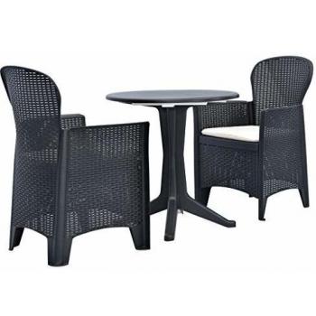 Anthrazit Rattan Bistro-Set 3-teilig