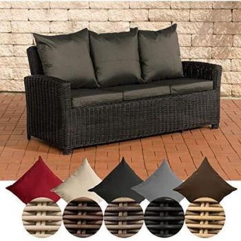 Garten‑Lounge FISOLO 3er Sofa – Aluminium & Rattan‑Kissen