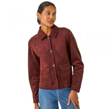 Jacket Roman rouge en suède à boutons
