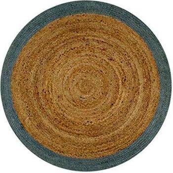 Jute Handmade Rug with Olive Green Border, Size: 150 cm (Manufactured by Sonata)