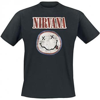 Nirvana Distressed Logo Black T-Shirt for Men