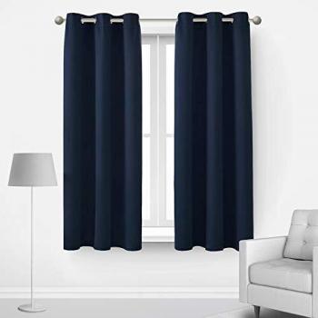 Deconovo Ösenvorhänge Dunkelblau 138x107 cm 2er Set