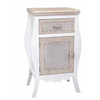 Mesita de noche vintage con cajones efecto antiguo 48 x 34 x 77 cm