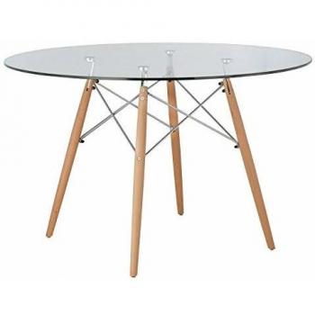 Table Brich Scand Ø120 Chromé/Bois Naturel