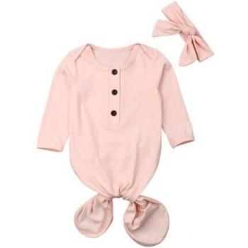 Set de 2 bolsas de dormir para bebés + diadema rosa, 0-6 meses
