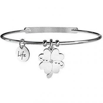 Bracciale donna in acciaio con quadrifoglio