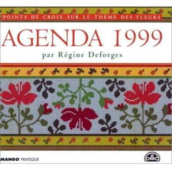 AGENDA 1999. Points de croix sur le thème des fleurs