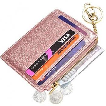 StarRosegold Zipper Coin Purse Keychain Wallet for Women & Men