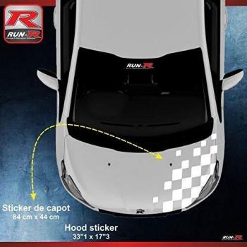 Sticker capot damier blanc pour Peugeot 206 207 208