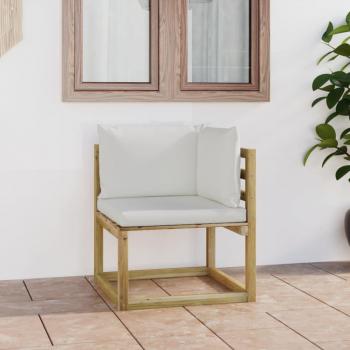 Sofá de jardín angular con cojines Pino verde impregnado