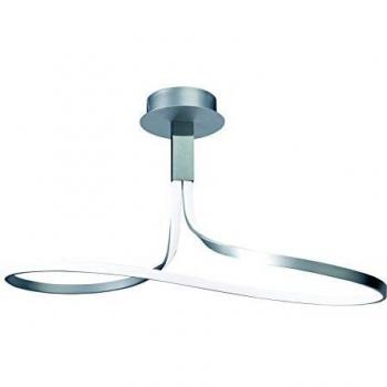 Dimmable 40W LED Semi Flush Ceiling Light, 3000K, 3200lm, Silver Frosted Acrylic, Polished Chrome