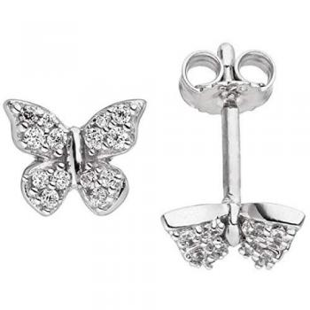 Jobo Kinder Ohrstecker Schmetterling 925 Silber mit Zirkonia