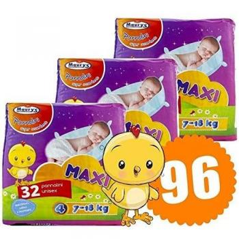 Maury's Pannolini Maxi Taglia 4 7-18kg 3 Confezioni da 32 pz