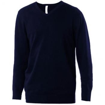 V Neck Long Sleeve Crewneck for Men – Navy