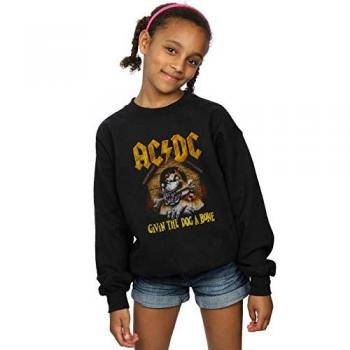 AC/DC Fashion: Knochen-Print T-Shirt für Mädchen, 9‑11 Jahre, Schwarz