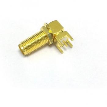 Gold-Plated Right Angle SMA Female Jack Nut RF Connector for Modem