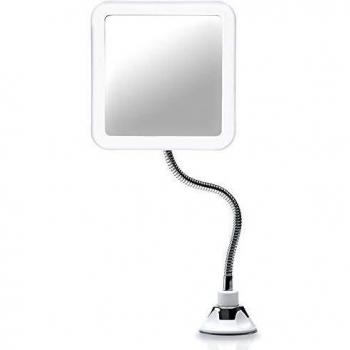 Fancii Flexibler Vergrößerungsspiegel mit LED Licht, 10-facher Vergrößerung, Starker Saugnapf