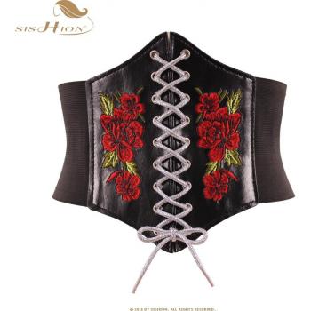 Embroidered Gothic Underbust Corset with Cinch Waist Belt VB0009