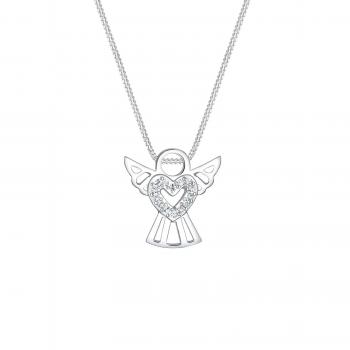 Elli Engel‑Herzschmuckkette aus 925 Silber mit funkelnden Kristallen