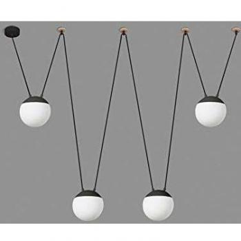 Mine 4 Light Ceiling Pendant Wood Dark Grey E27