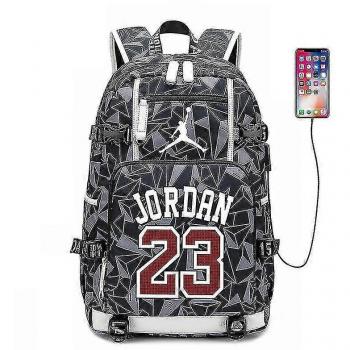 Mochila USB NBA Star Gris con Efecto Luminiscente