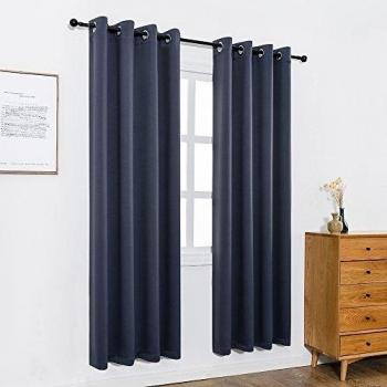 Anjee 46x72 Blackout Thermal Curtains with Tiebacks – Navy