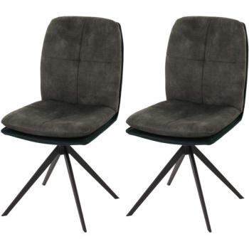 Par de Sillas de Comedor 178, Verde, con Sillón Giratorio