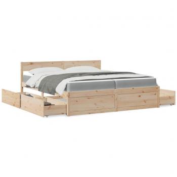 VidaXL Bettgestell 200x200 cm mit Schubladen und Matratze aus Kiefer