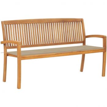 Coussin + Banc Jardin 159 cm, Bois de Teck Massif – Ref. 3063309
