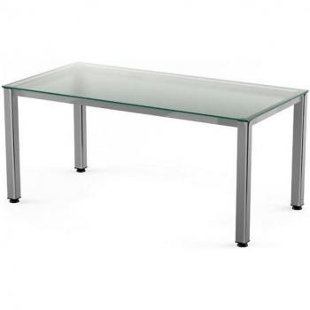Executive Schreibtisch 120x80x73cm mit verchromtem Gestell und satiniertem Glas