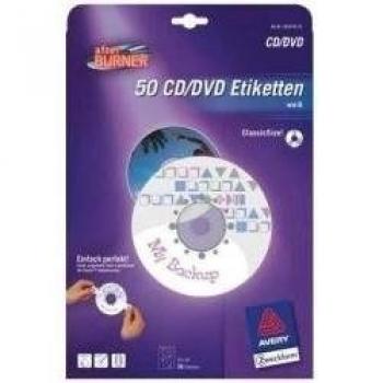 Etiquetas Multimedia Avery L7760-25, 25 etiquetas para CD/DVD