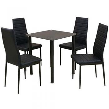 VidaXL Set de Mesas y Sillas de Comedor 5 Piezas Negro