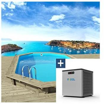 Palla di legno Miami 130: piscina + mini pompa di calore 3,5 kW