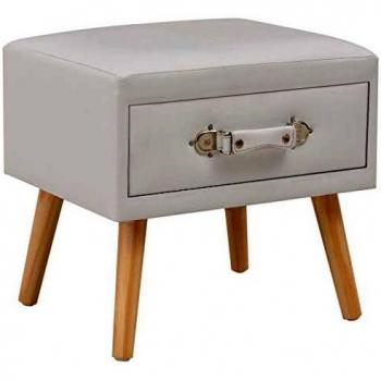 White Faux Leather Bedside Table 40x35x40 cm