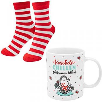 Sheepworld Tassen-Socken-Set: Porzellan-Tasse und Damensocken 36-40