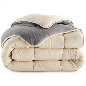 Couette 220x240 CM Zoe Polaire biface Gris et crème 400 GR