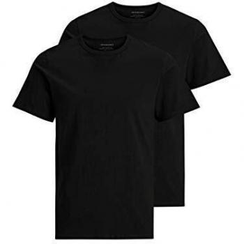 Jack & Jones Men's Basic Crew Neck T-Shirt 2-Pack, Black, Comfort Fit, XL