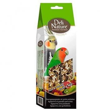 DeliNature Fruity Honey Treats for Lovebirds/Cotorras, Set of 2 x 130g, Bird Snacks