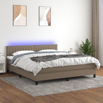 VidaXL Beckham Boxspringbett 160 × 200 cm – Taupe, Matratze & LED Lichtsystem