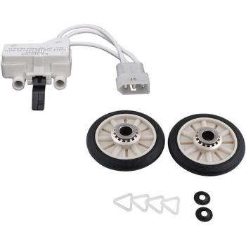 Interruptor de puerta y kit de rodillos 349241T para secador Whirlpool Kenmore Sears