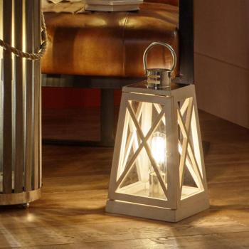 White Wash Lantern Table Lamp